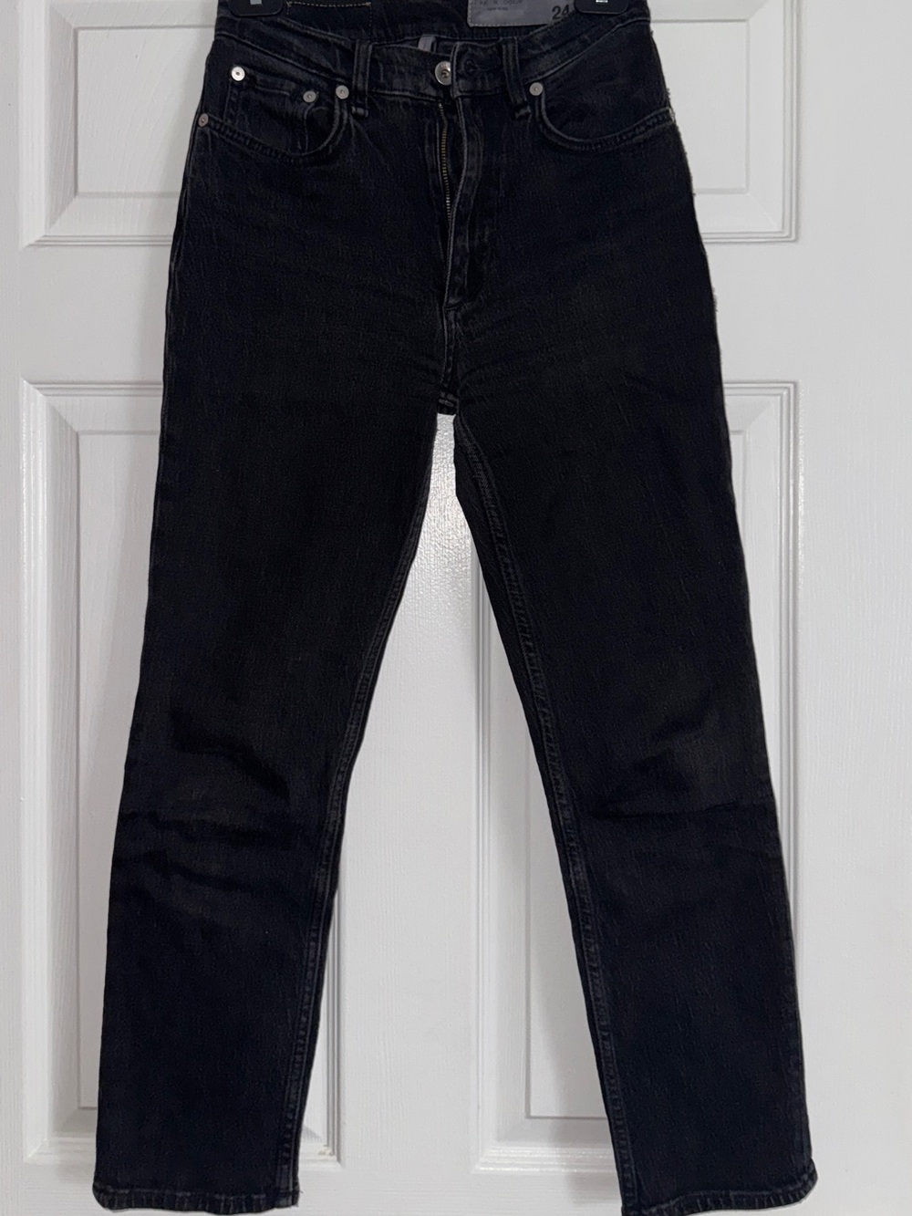 rag & bone Women's Black Cropped Straight Jeans